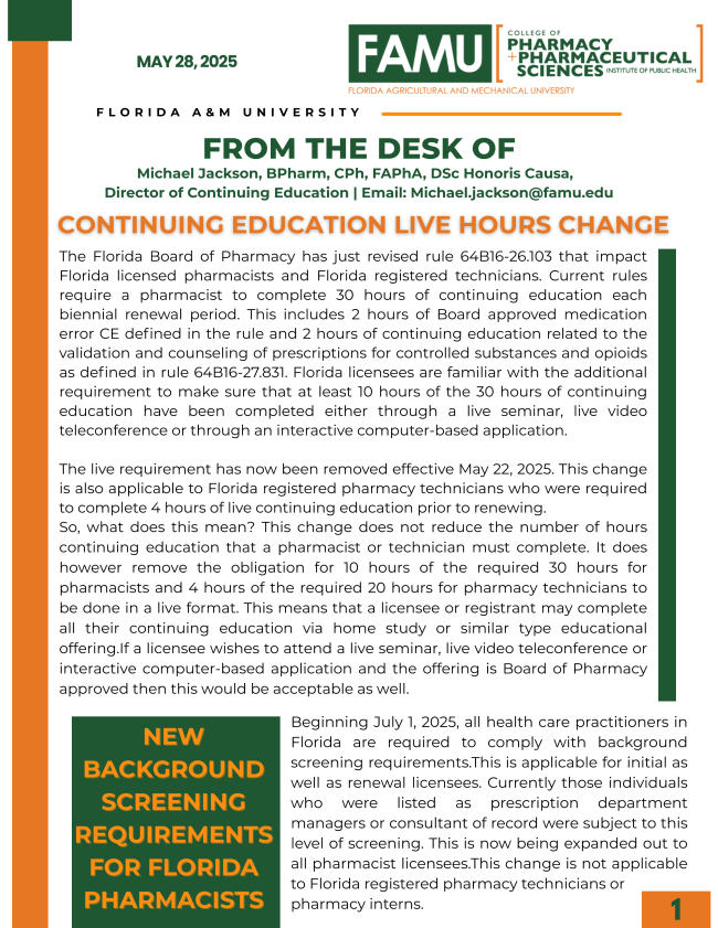 FAMU CoPPS Office of Continuing Education 2025 UpdateFAMU CoPPS Office of Continuing Education 2025 Update