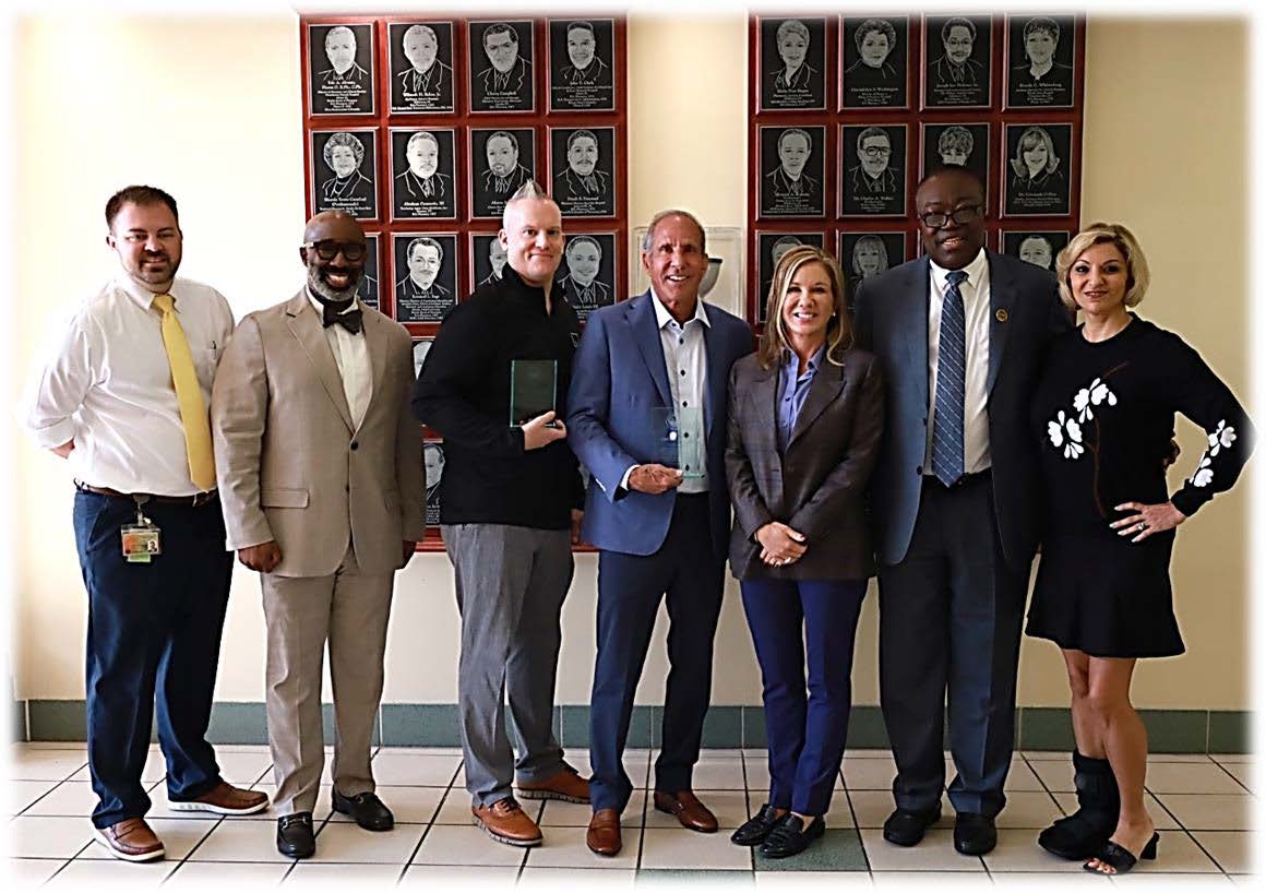 L-R: Drs. Ryan Johnson, Assistant Professor of Pharmacy Practice and Marlon Honeywell, Executive Associate Dean and Professor | FAMU CoPPS, IPH; Dr. Jeff Mesaros (President, The Mesaros Group, LLC), Olympia Pharmaceuticals Founder Stan Loomis and wife/pharmacist Naomi Loomis, Drs. Seth Y. Ablordeppey, Interim Dean and Professor, Biomed Sciences, and Patty Ghazvini, Division Director and Professor of Pharmacy Practice | FAMU CoPPS, IPH.