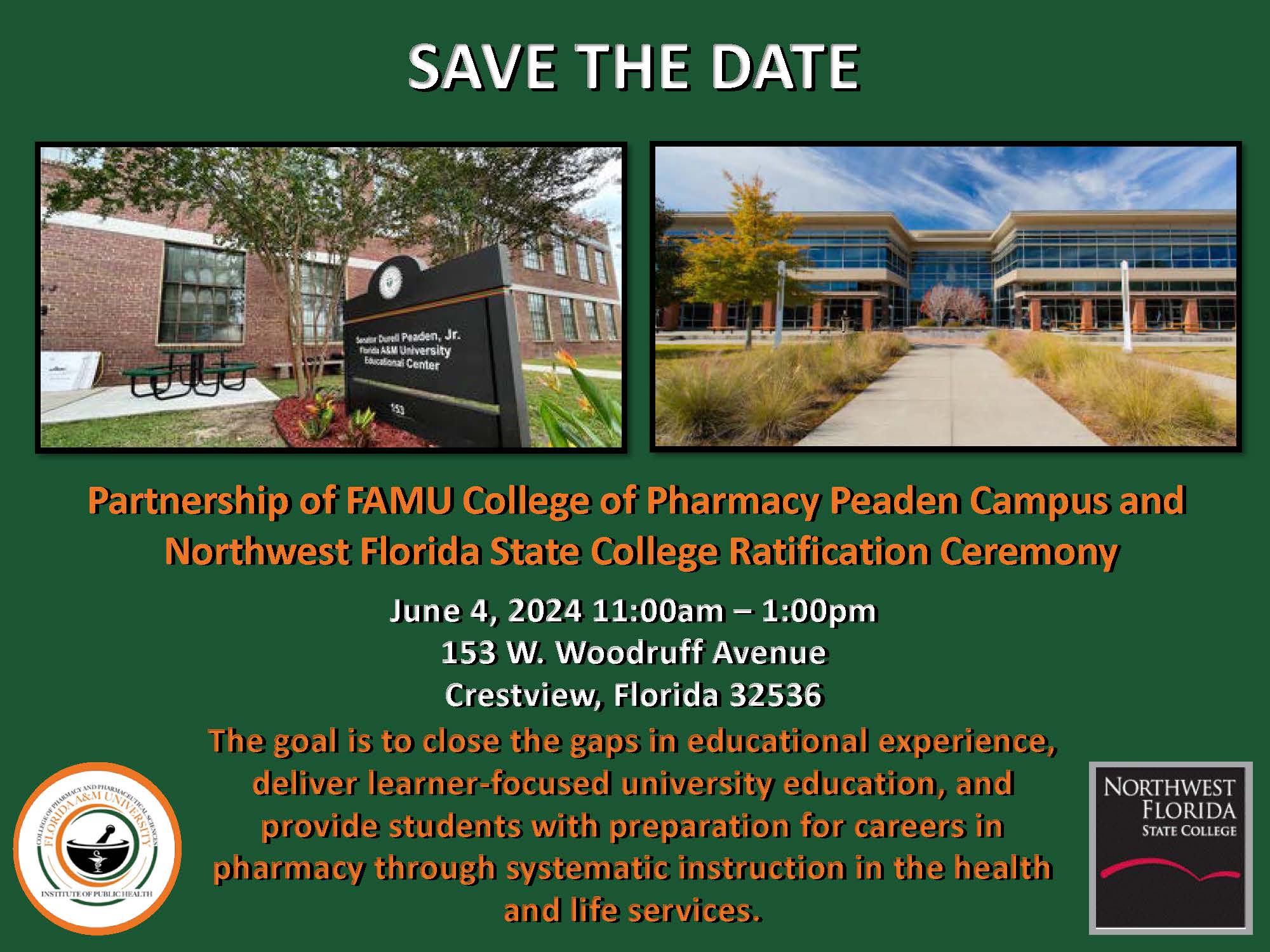 FAMU CoPPS IPH and NWFSC Partnership Ratification Ceremony In person invite